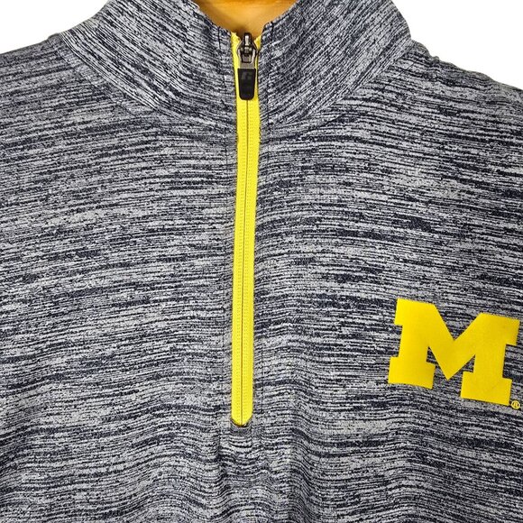 Michigan Wolverines Pullover 1/4 Zip Jacket Medium Blue Heathered‎ Logo - Picture 3 of 10